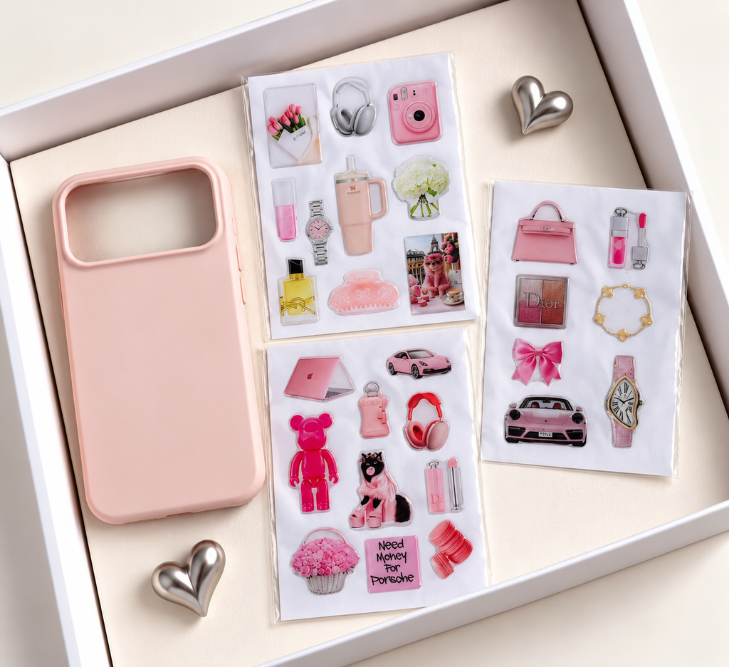 🌸 Pink Case and Sticker Set